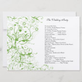 Apple Green Birds Swirl Wedding Order of Service Kaart (Achterkant)