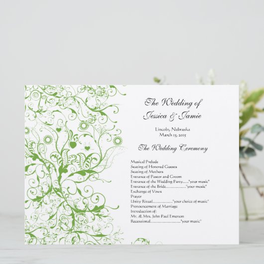 Apple Green Black Birds Swirl Servicevolgorde Kaart (Staand voorkant)