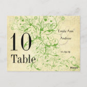 Apple Green & Black Birds Swirl Table Number Briefkaart (Achterkant)