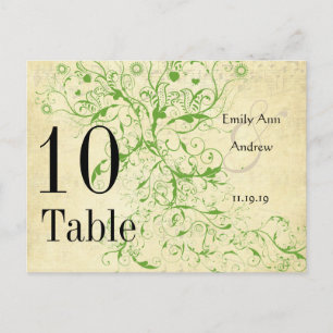 Apple Green & Black Birds Swirl Table Number Briefkaart