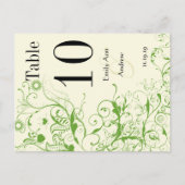 Apple Green & Black Birds Swirl Table Number Briefkaart (Voorkant)