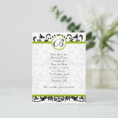 Apple Green Black Bumble Bee Rehearsal Dinner Briefkaart (Staand voorkant)