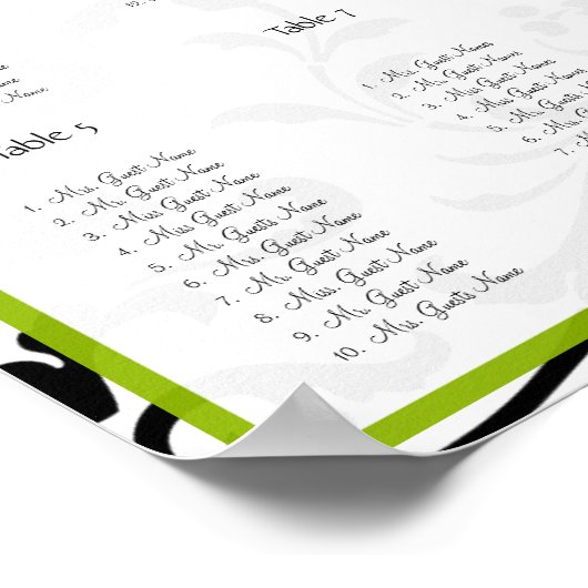 Apple Green & Black Bumble Seating Chart 12 Tables Poster (Hoek)