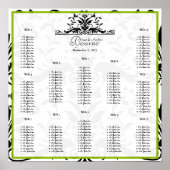 Apple Green & Black Bumble Seating Chart 12 Tables Poster (Voorkant)