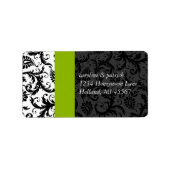 Apple Green & Black Damask Adresetiketten - Etiket (Voorkant)