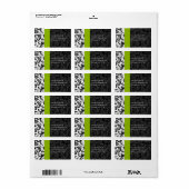 Apple Green & Black Damask Adresetiketten - Etiket (Full Sheet)