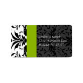 Apple Green & Black Damask Adresetiketten - Etiket (Voorkant)