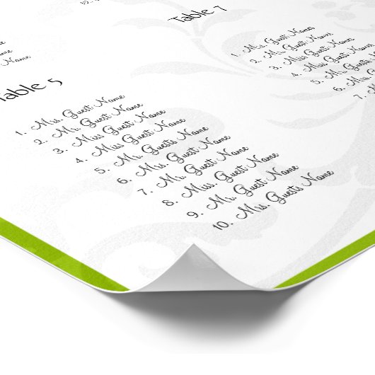 Apple Green Black Damask-kies een randkleur Poster (Hoek)