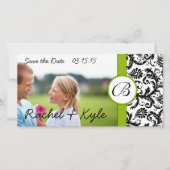 Apple Green Black Damask Save the Date Your Photo (Voorkant)