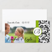 Apple Green Black Damask Save the Date Your Photo (Voorkant / Achterkant)