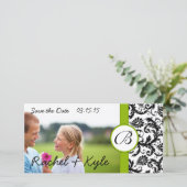 Apple Green Black Damask Save the Date Your Photo (Staand voorkant)