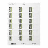 Apple Green & Black Damask Stippen Adresetiketten Etiket (Full Sheet)