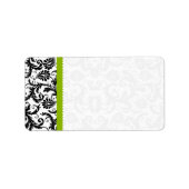 Apple Green & Black Damask Stippen Shipping Etiket (Voorkant)