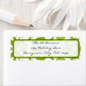 Apple Green & Black Damask Swirl Address Label (Insitu)