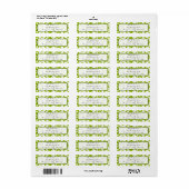 Apple Green & Black Damask Swirl Address Label (Full Sheet)