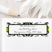 Apple Green & Black Damask Swirl Dot Label#2 Etiket (Insitu)