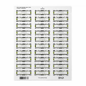 Apple Green & Black Damask Swirl Dot Label#2 Etiket (Full Sheet)