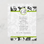 Apple Green & Black Damask Swirls Rehearsal Dinner Uitnodiging Briefkaart (Voorkant / Achterkant)