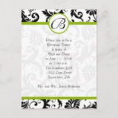 Apple Green & Black Damask Swirls Rehearsal Dinner Uitnodiging Briefkaart (Voorkant)
