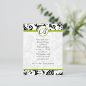 Apple Green & Black Damask Swirls Rehearsal Dinner Uitnodiging Briefkaart (Staand voorkant)
