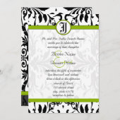 Apple Green & Black Damask Wedding Invitation Kaart (Voorkant / Achterkant)