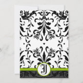 Apple Green & Black Damask Wedding Invitation Kaart (Achterkant)