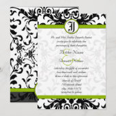 Apple Green & Black Damask Wedding Invitation Kaart (Voorkant / Achterkant)