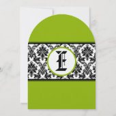 Apple Green & Black Damask Wedding Invitation Kaart (Achterkant)