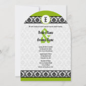 Apple Green & Black Damask Wedding Invitation Kaart (Voorkant)