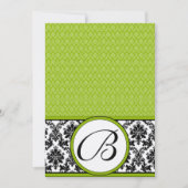 Apple Green & Black Damask Wedding Invitation Kaart (Voorkant)