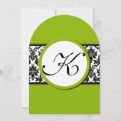 Apple Green & Black Damask Wedding Invitation Kaart (Voorkant)