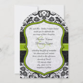 Apple Green Black  Damask Wedding Kaart (Voorkant)
