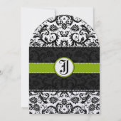Apple Green Black  Damask Wedding Kaart (Achterkant)
