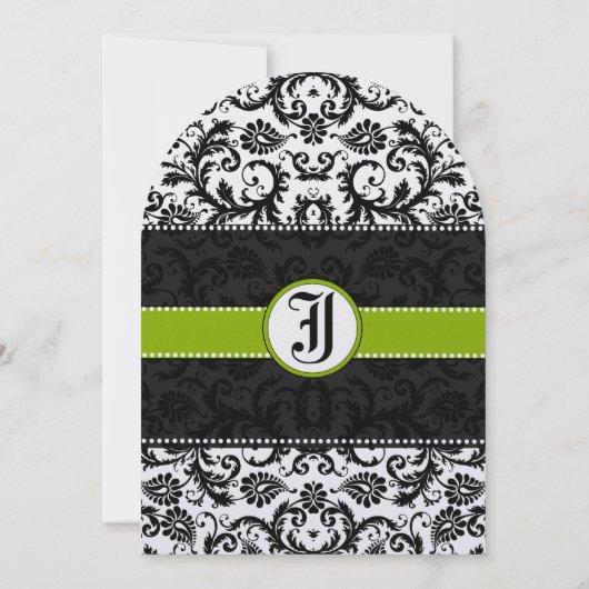 Apple Green Black Damask Wedding Kaart (Achterkant)