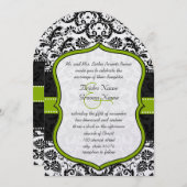 Apple Green Black  Damask Wedding Kaart (Voorkant / Achterkant)