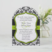 Apple Green Black  Damask Wedding Kaart (Staand voorkant)