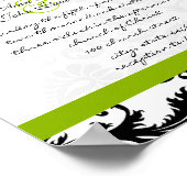 Apple Green Black Damask Wedding Uitnodiging Poster (Hoek)