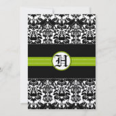 Apple Green Black Tortelduifjes Damask Wedding Kaart (Achterkant)