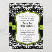Apple Green Black Tortelduifjes Damask Wedding Kaart (Voorkant / Achterkant)