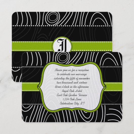 Apple Green Black Wood Grain Reception Kaart (Voorkant / Achterkant)