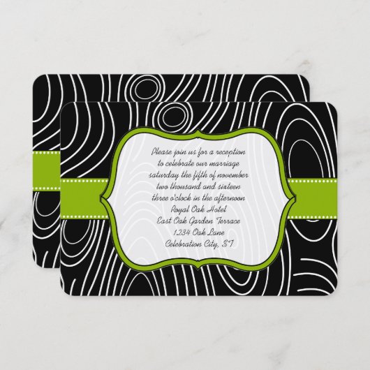 Apple Green Black Wood Grain Reception Kaart (Voorkant / Achterkant)