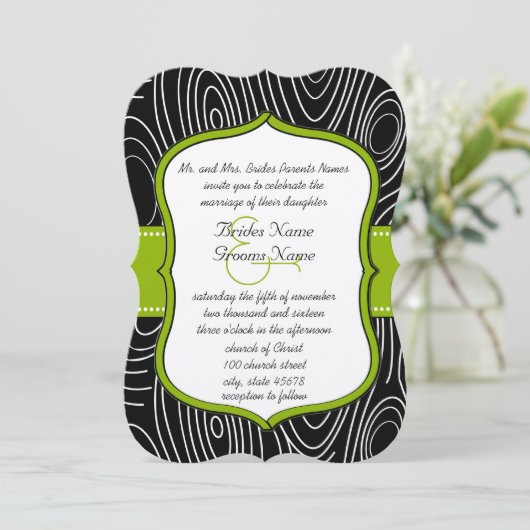 Apple Green Black  Wood Grain Weddenschap Kaart (Staand voorkant)