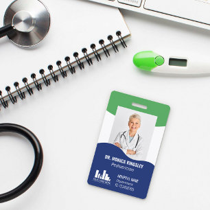 Apple Green Blue Waves Logo & Foto Medewerker ID Badge