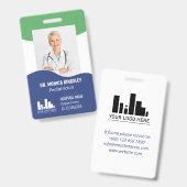 Apple Green Blue Waves Logo & Foto Medewerker ID Badge (Voor- en achterkant)