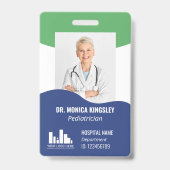 Apple Green Blue Waves Logo & Foto Medewerker ID Badge (Voorzijde)