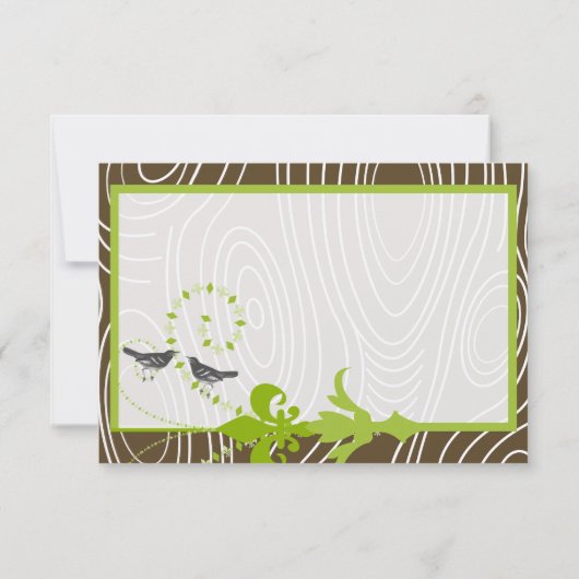 Apple Green Brown Wood Grain Bird Response Kaart (Achterkant)