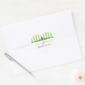 Apple Green, bruin, White Striped Wedding Sticker (Envelop)