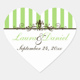 Apple Green, bruin, White Striped Wedding Sticker