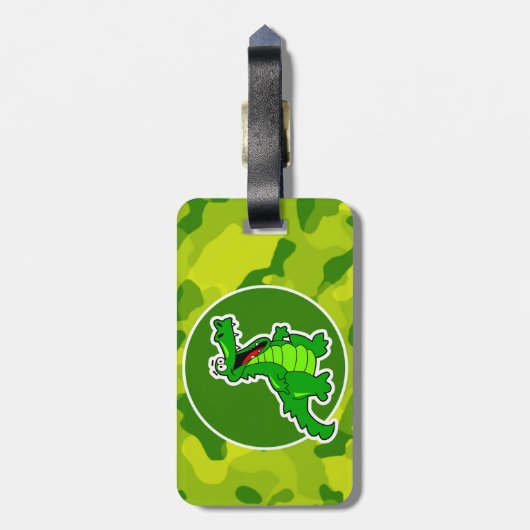 Apple Green Camo; Alligator, Gator Bagagelabel (Achterkant verticaal)