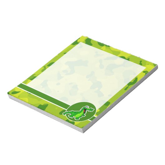 Apple Green Camo; Alligator, Gator Notitieblok (Linkerzijde)